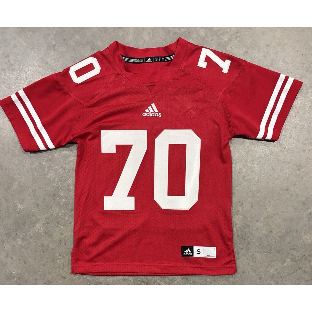 Adidas Wisconsin Badgers #70 Youth Football Jersey Stitched Red Size Small